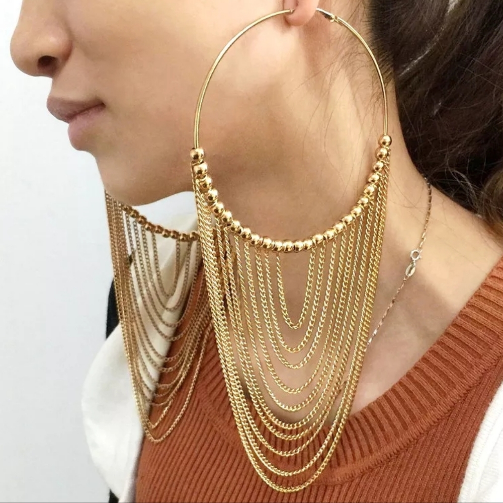 Fashion Circular Statement Tassel Earrings